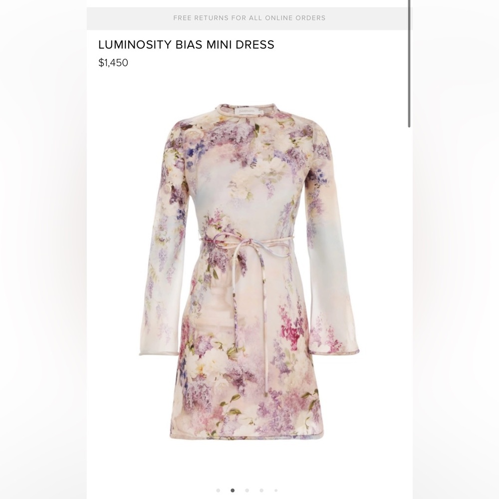 Zimmermann luminosity mini dress size 0